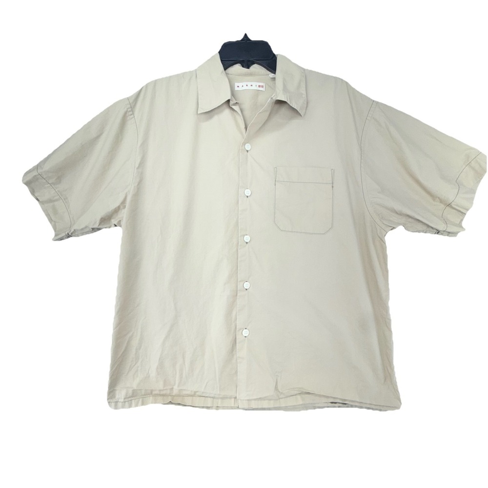 MARNI X UNIQLO Men's Camp Style Button Front 100% Cotton (S) Short Sleeve Shirt